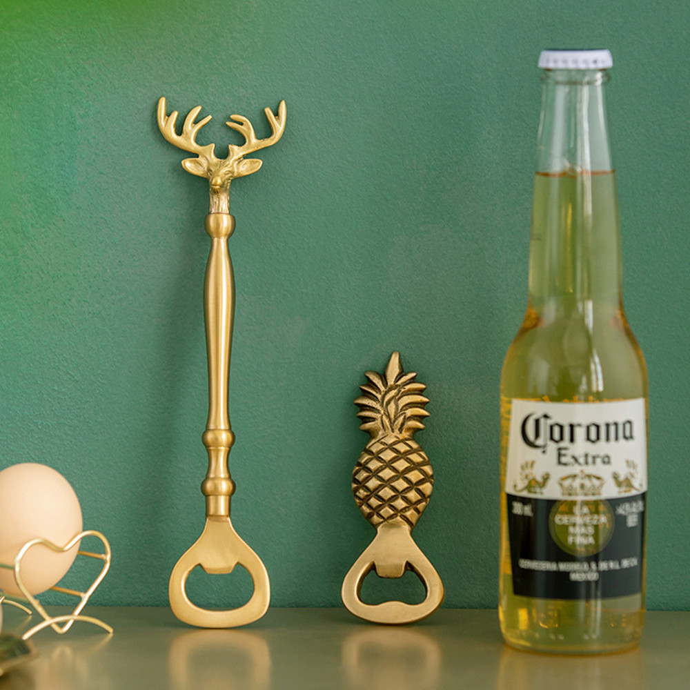 Home vintage brass opener deer head (gold)