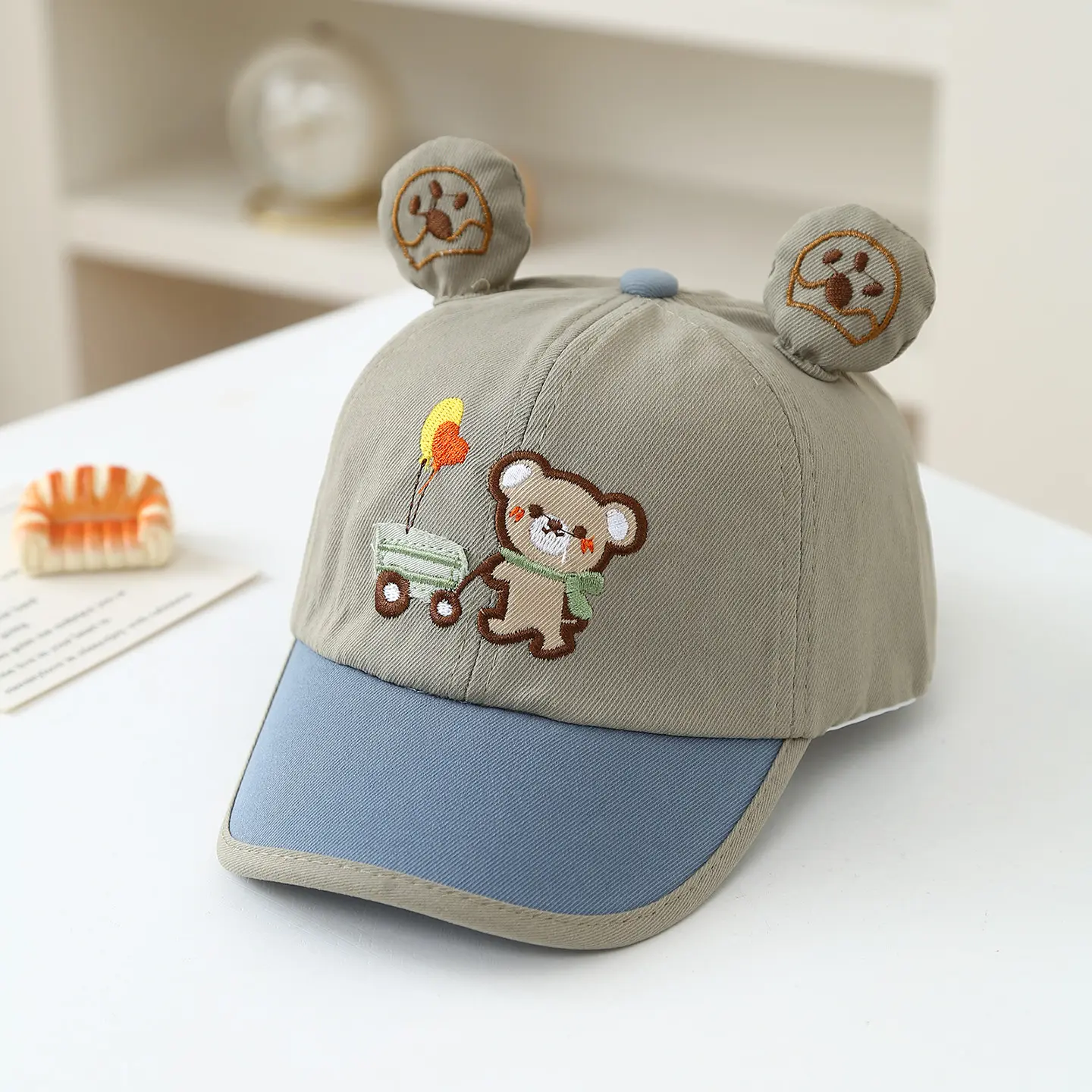 Summer Cute Embroidered Pushcart Bear Cartoon Three-dimensional