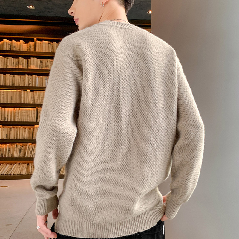 Title 8, Mens Round Neck Warm Loose Sweater Base Shirt ...