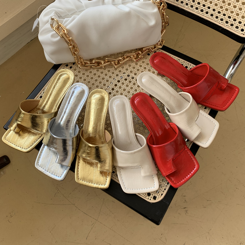 Square Toe Strap High Heel Sandals
