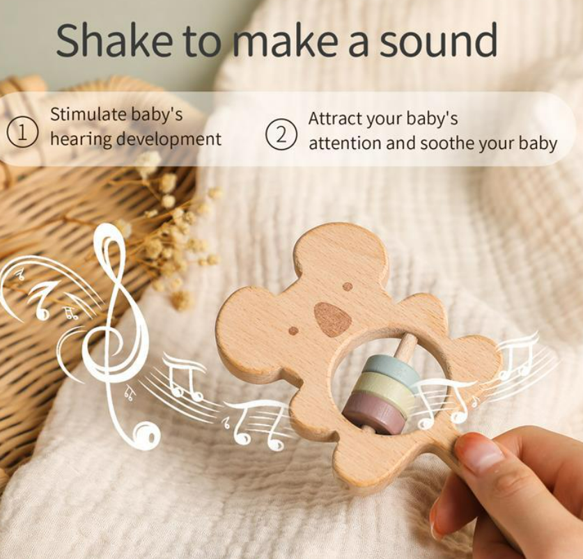 Title 7, Hand-held Rattle DIY Soothing Wooden Toys For B...