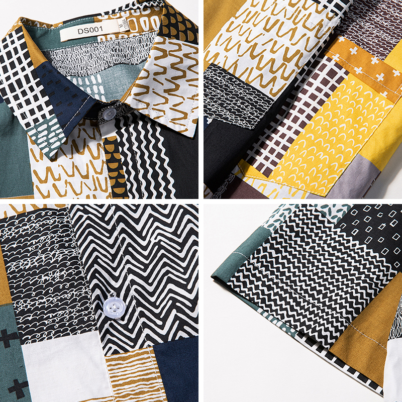 Hong Kong Style Japanese Irregular Plaid Shirt Short Sleeve Loose Jacket