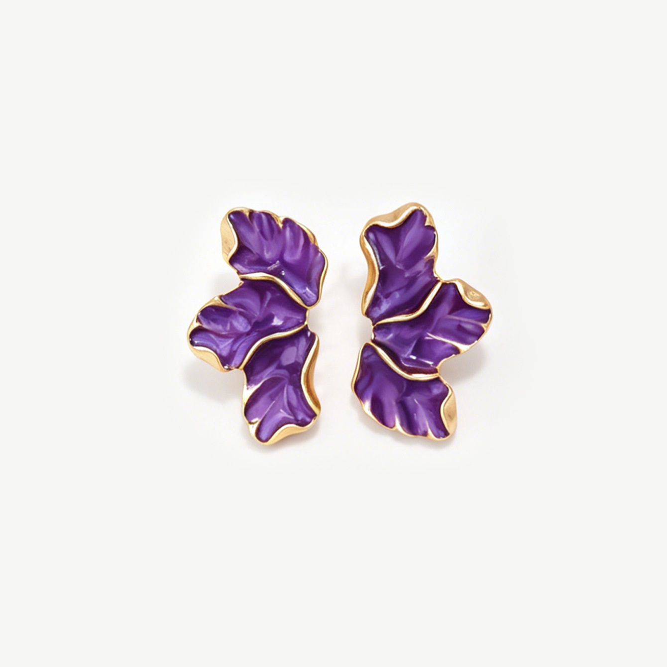 New Enamel Three-leaf Petal Stud Earrings, Versatile Elegant Niche Unique Light Luxury Premium Texture Ear Jewelry For Women