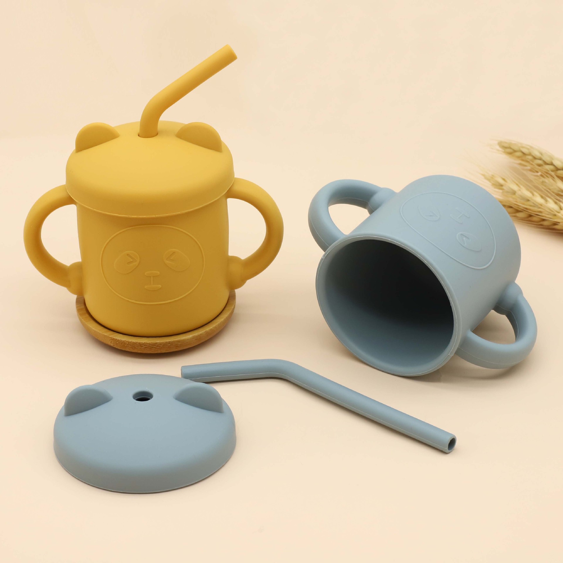 Children’s Silicone Panda Cup With Straw Drinking Water