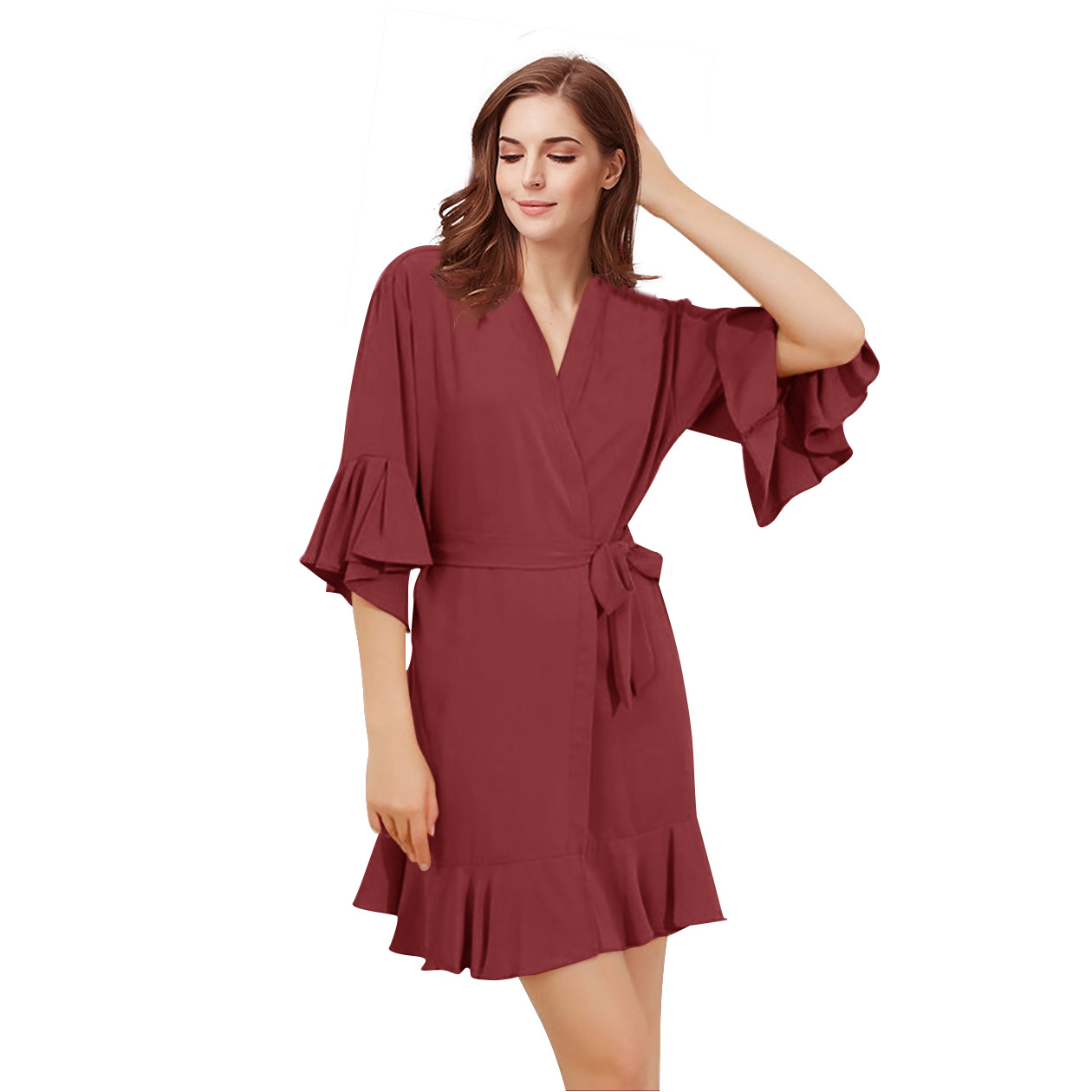 Title 19, Pleated Wedding Hem Chiffon Robe