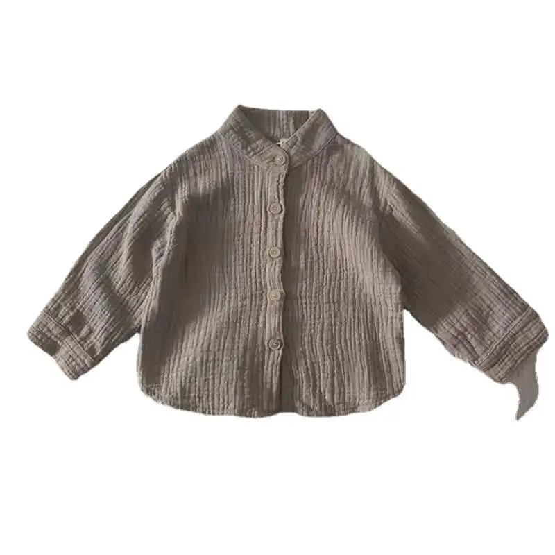 Cotton And Linen Shirt Korean Children's Fashion Top