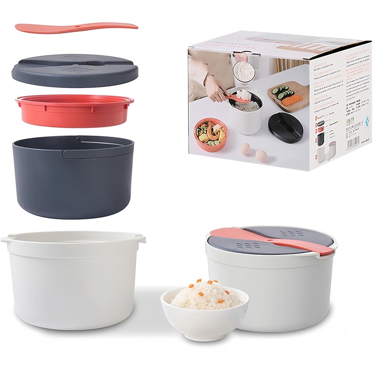 Microwave Rice Cooker, 2L Pasta With Strainer Steamer — image 3
