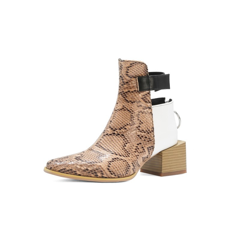 Title 2, Snake-print Martin Boots With Thick Heels And P...