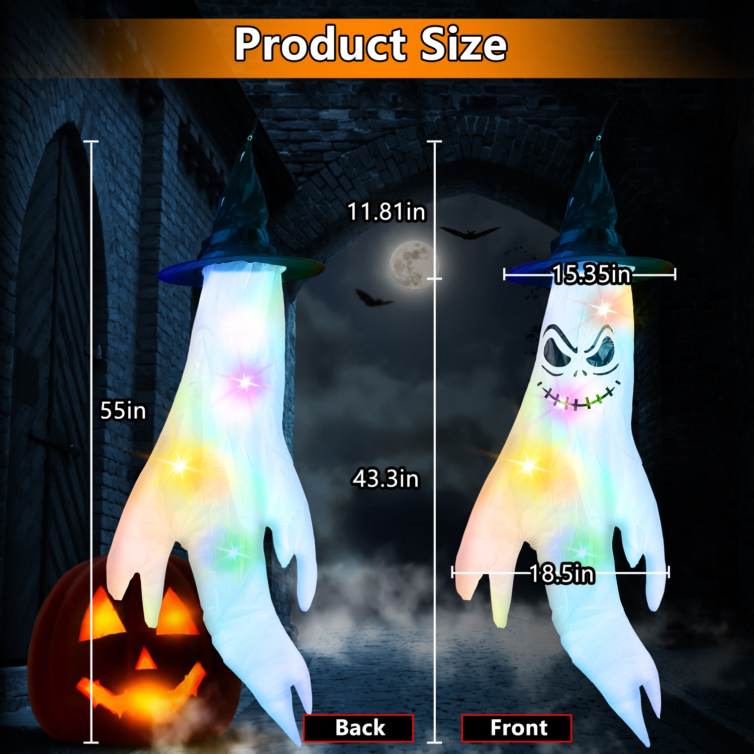Halloween Ghosts Windsocks With Led Lights For Outdoor Garden_voghion.com
