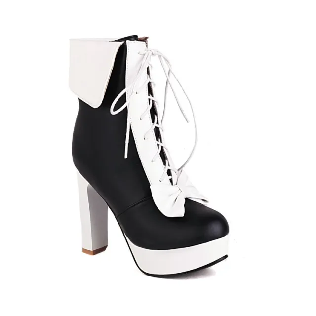 Women's Thick Heel High Heel Water Platform Ankle Boots Black - Shop at LoveMi
