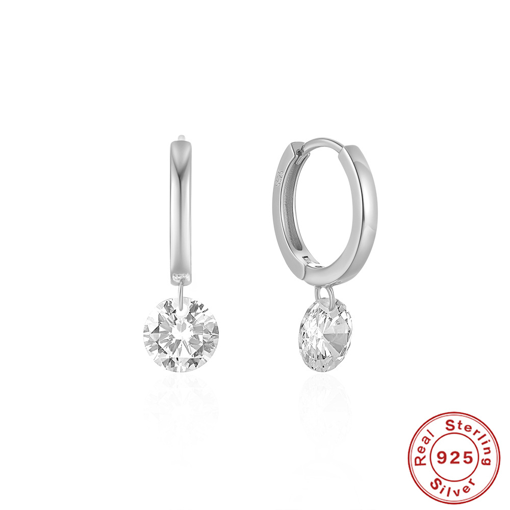 Title 2, S925 Sterling Silver Simple Single Rhinestone M...