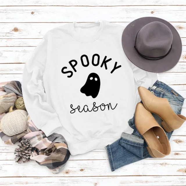 Loose Letters Autumn And Winter Round Neck Sweater Ladies Whitesweater Black Font - Shop at LoveMi