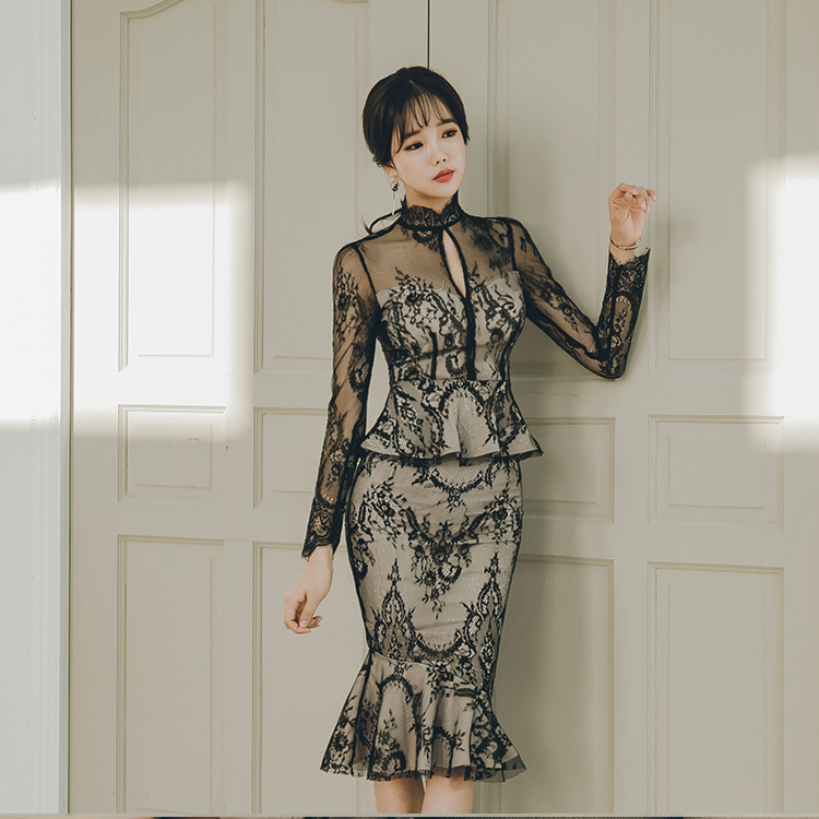 Lace Fishtail Two-Piece Dress