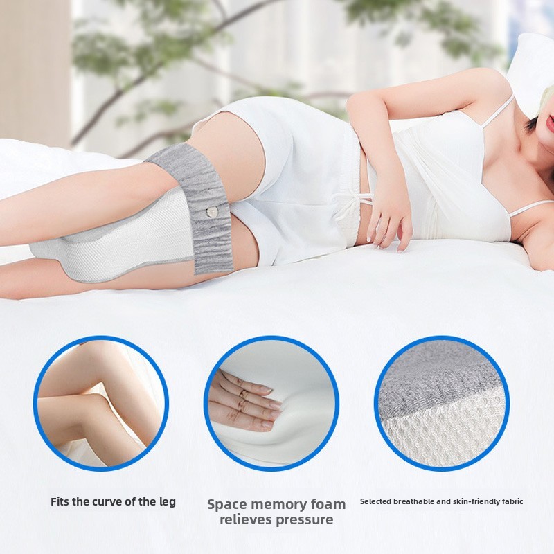 Memory Foam Leg Knee-Support Pillow Blue Side