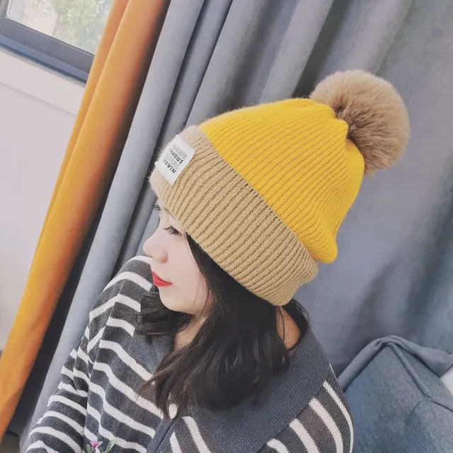 Autumn And Winter Korean Ins Net Red Twist Woolen Hat Color Matchingyellow - Shop at LoveMi