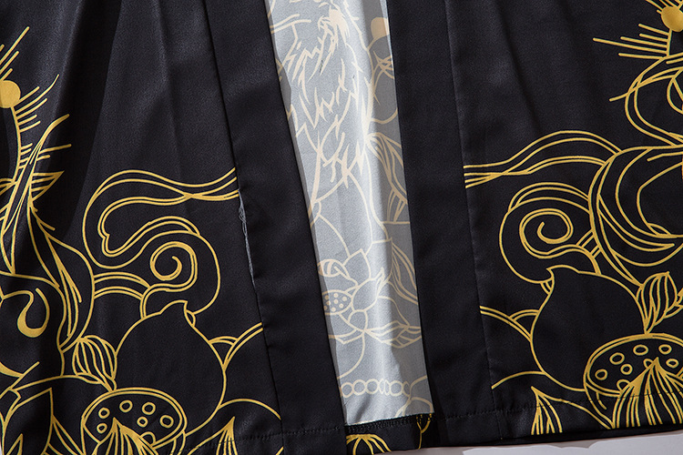 Autumn Thin Loose Robe Black Male Trend Handsome