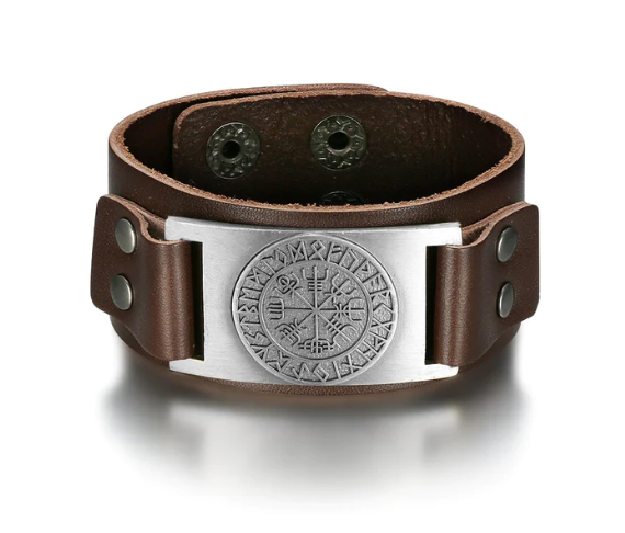 Title 4, Skórzany mankiet Beowulf Regalia Viking Vegvisir