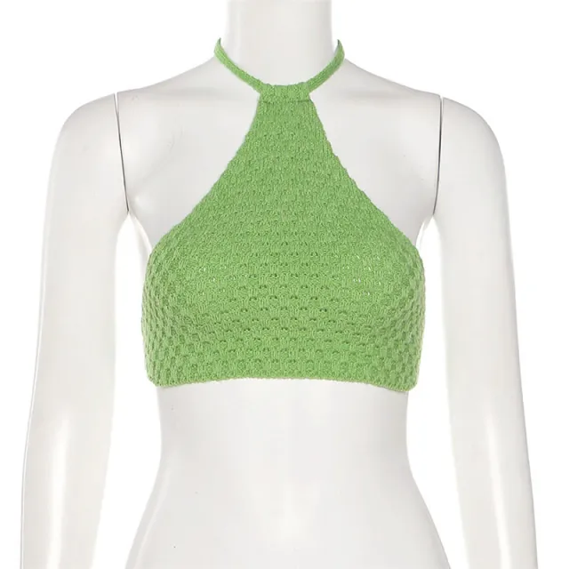 Fashion Ladies Halterneck Slim fit Base Knitted Vest Green - Shop at LoveMi
