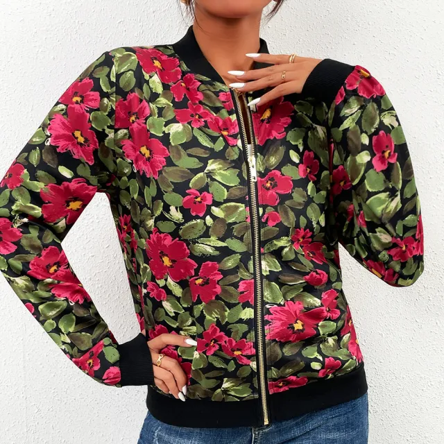 Women's Floral Cardigan Slim Fit Jacket Long Sleeve Multicolor - Shop at LoveMi