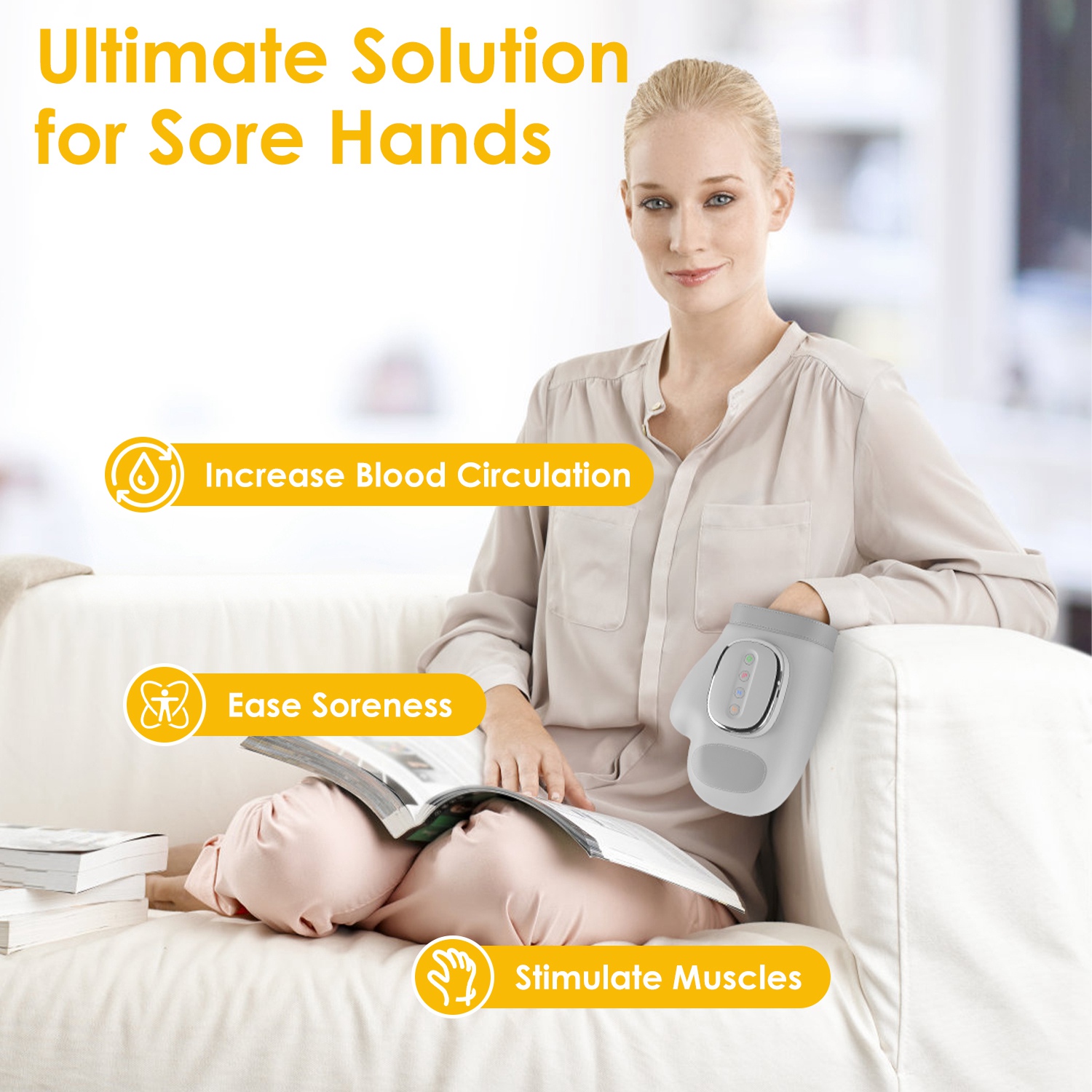 1Pc Hand Massager With Heat Compression Cordless Hand Massager For Arthritis Carpal Tunnel With 3 Modes 3 Heat Levels 5 Intensity Levels Disposable Gloves Finger Massager Carry Bag