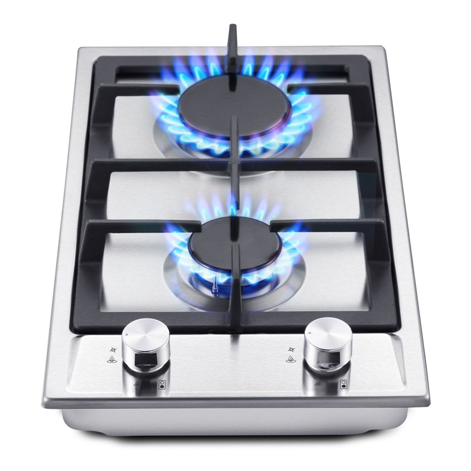 2 Burner Gas Hob 30cm Stainless Steel Kitchen Built In Gas Cooktop NG LPG