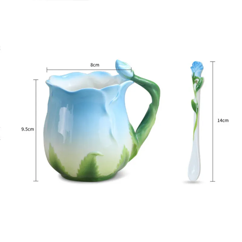 Flower Ceramic Coffee Cup Flower Tea Rose Mug – image 8