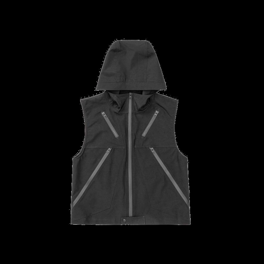 Functional Work Vest Black Hooded Sleeveless Inner