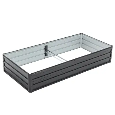 Outdoor Galvanized Raised Garden Bed Kit, Black Rectangle Planter For Vegetables, Fruits, And Herbs
