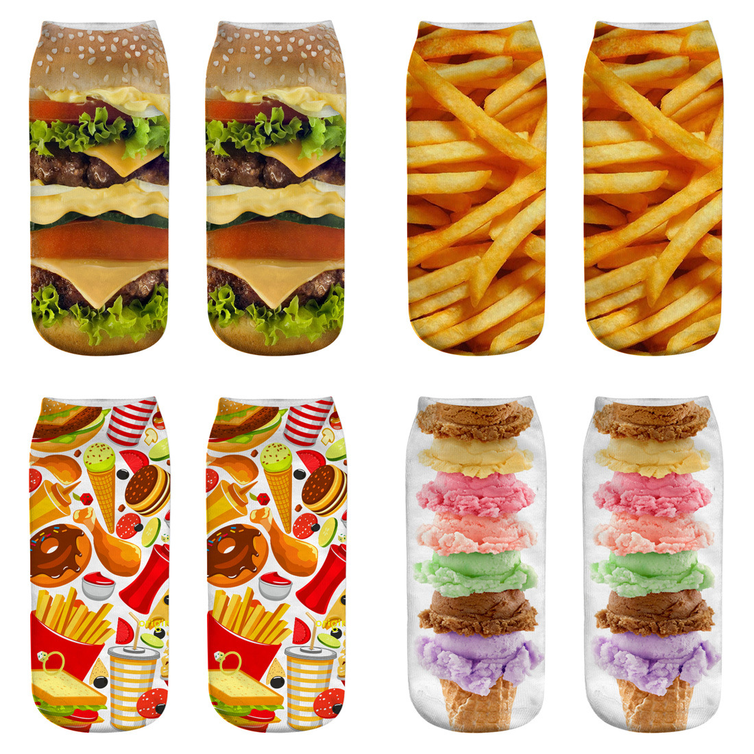 Title 2, Hamburger fries series 3D printing socks