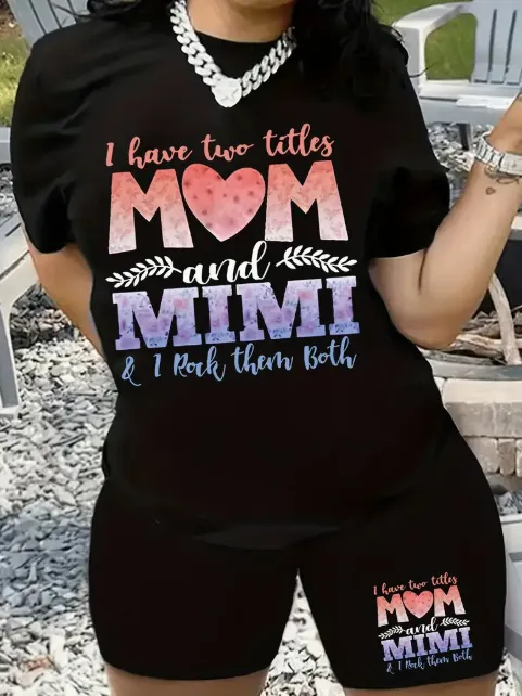 Women'S Two Piece Set Featuring A Stylish Printed T Shirt And Casual Shorts Black - Shop at LoveMi