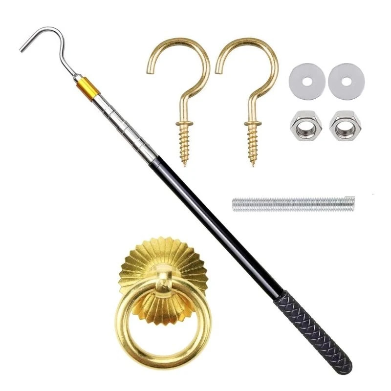 Attic Ladder Pull Down System Kit Loft Pole With Hook — image 5