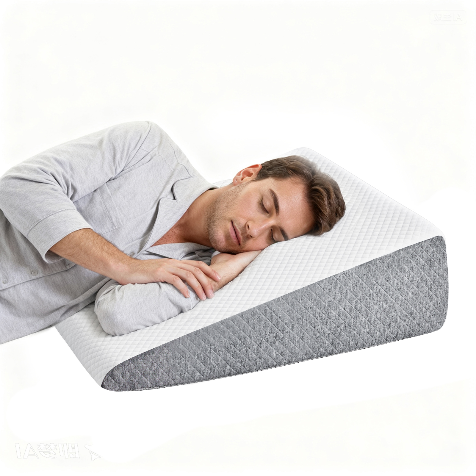 Wedge Pillow, Body Pillow , White& Grey — view 2