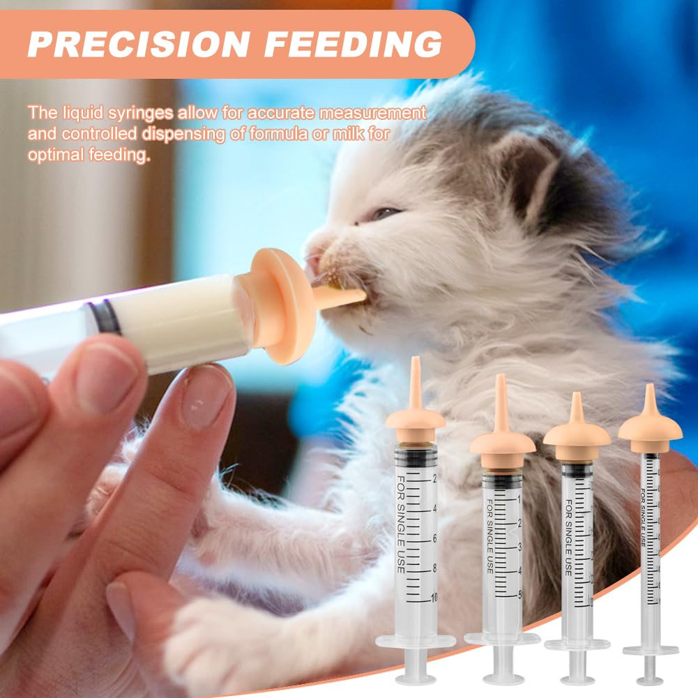 Pet Nursing Kit, Newborn Cat Bottle Feeding Set, For Newborn Puppies, Kitten, Other Small Animals,with Silicone Nursing Nipples, Formula Dispenser,Liquid Syringes,Measuring Cup&Cleaning Brush — foto 7