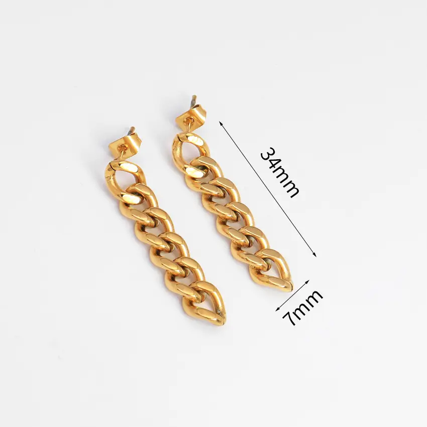 Titanium Steel Earrings Long Cuban Chain Earrings Accessories