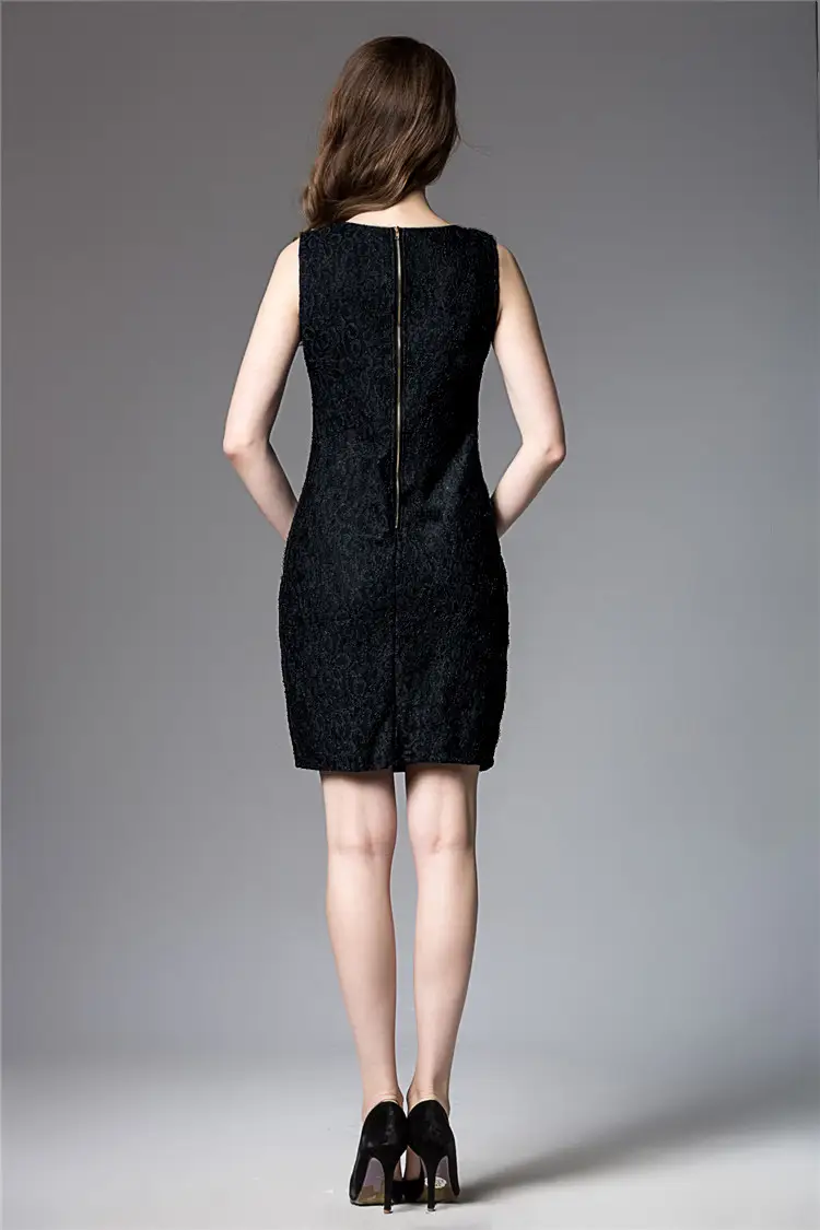 Sequin Chain Embroidered Slim-Fit Vest Lace Dress