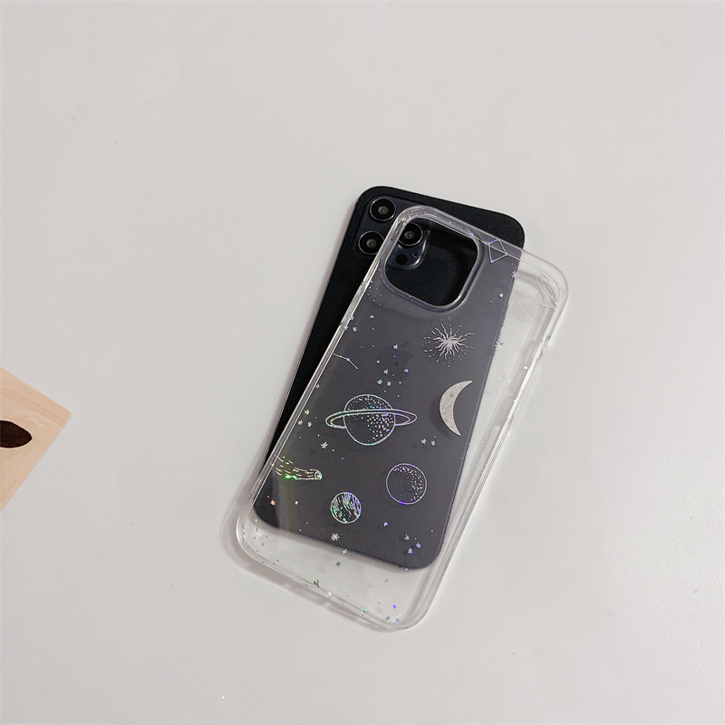 Compatible with Apple , Cosmic Starry Sky Electroplating Transparent Mobile Phone Case - Image 4