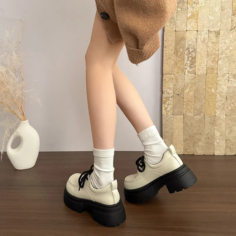 Platform Leather Dress Shoes Women, 2025 Autumn