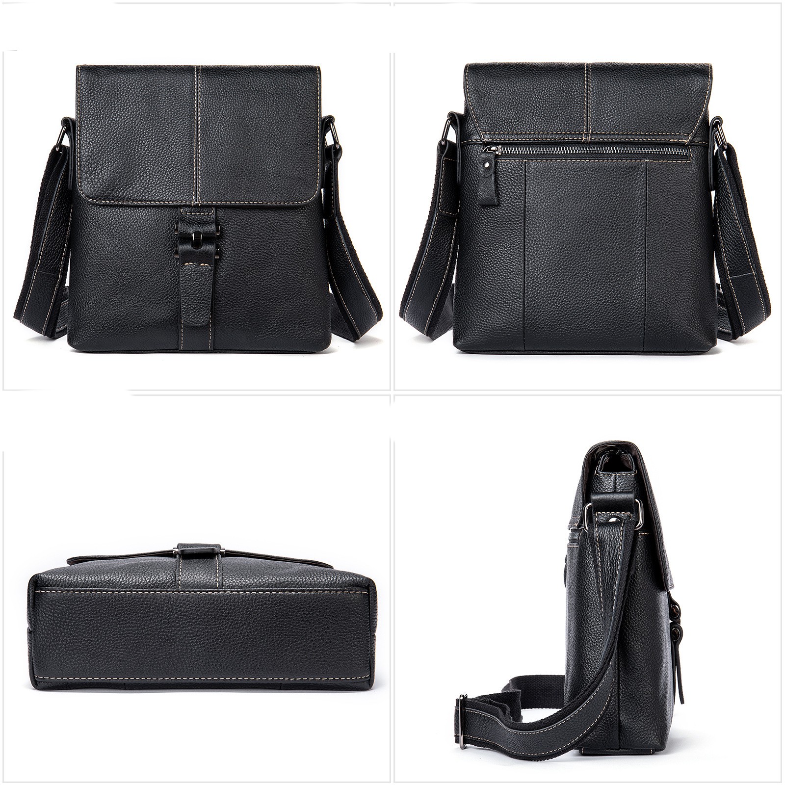 Large Capacity Cowhide Shoulder Bag For Men