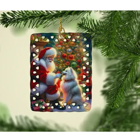 American Eskimos And Santa Claus Porcelain Decorations
