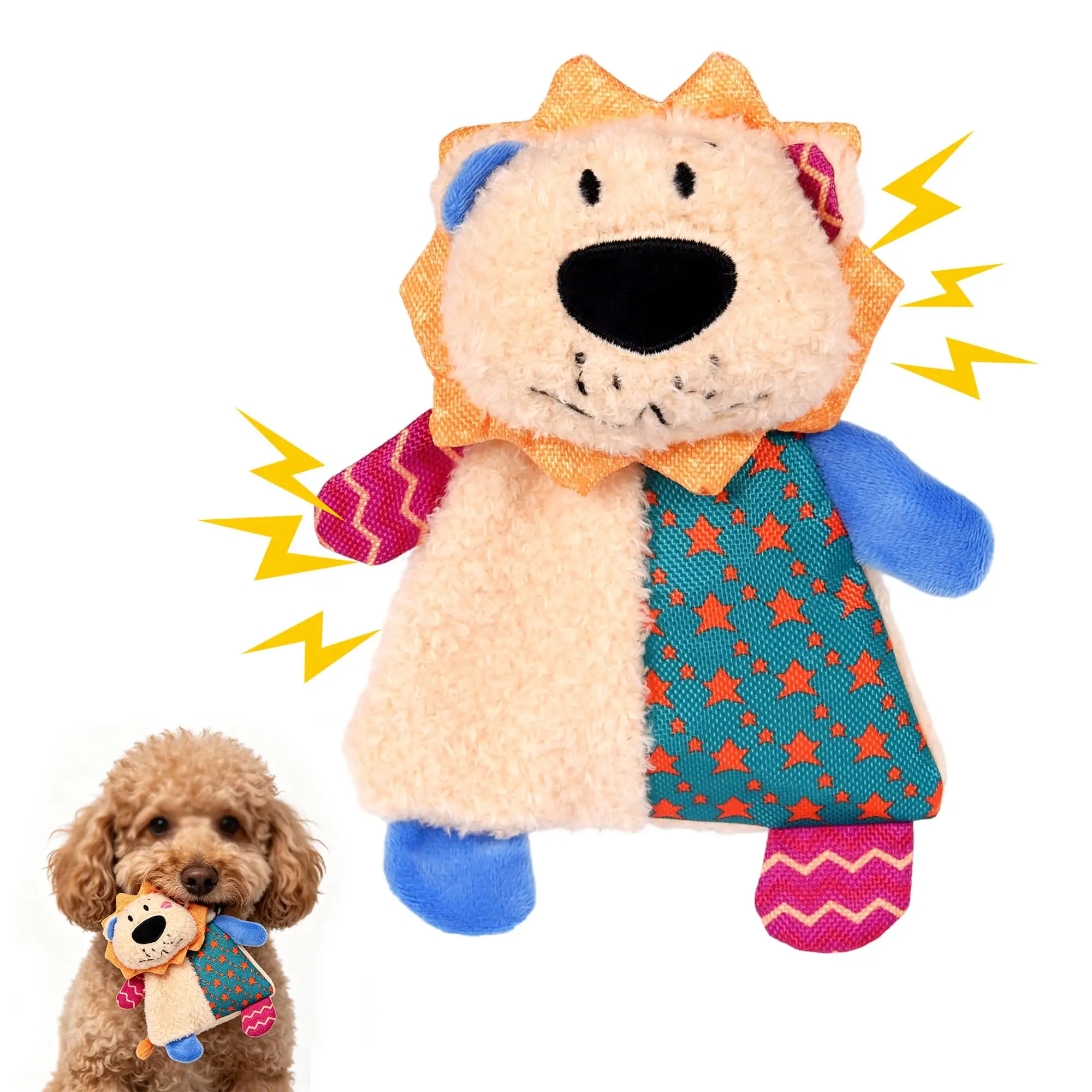 Squeaky Stuffed Dog Toy Small, No-Stuffing Crinkle