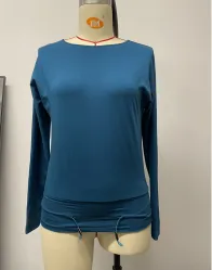 Women's Cotton Round Neck Long Sleeve T shirt Blue - Shop at LoveMi