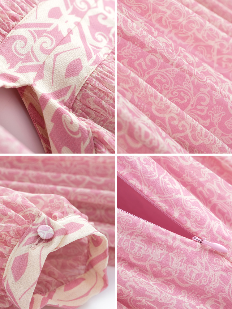 Long Ankle-length Floral Silk Printed Dress