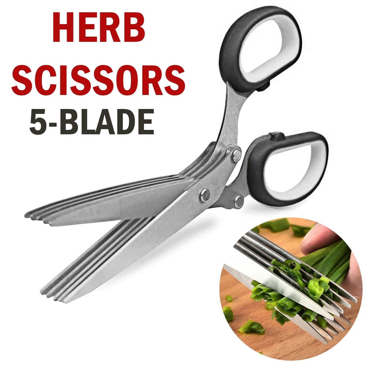 Multi-blade Stainless Steel Herb Scissors. we ship only inside the US, USPS First Class Package 2 Day Handling , 2-5 Day Shipping. Herb Cutter Scissors 5 Blade Scissors Kitchen Multipurpose Cutting Shear with 5 Stainless Steel Blades & Safety Cover & Clea