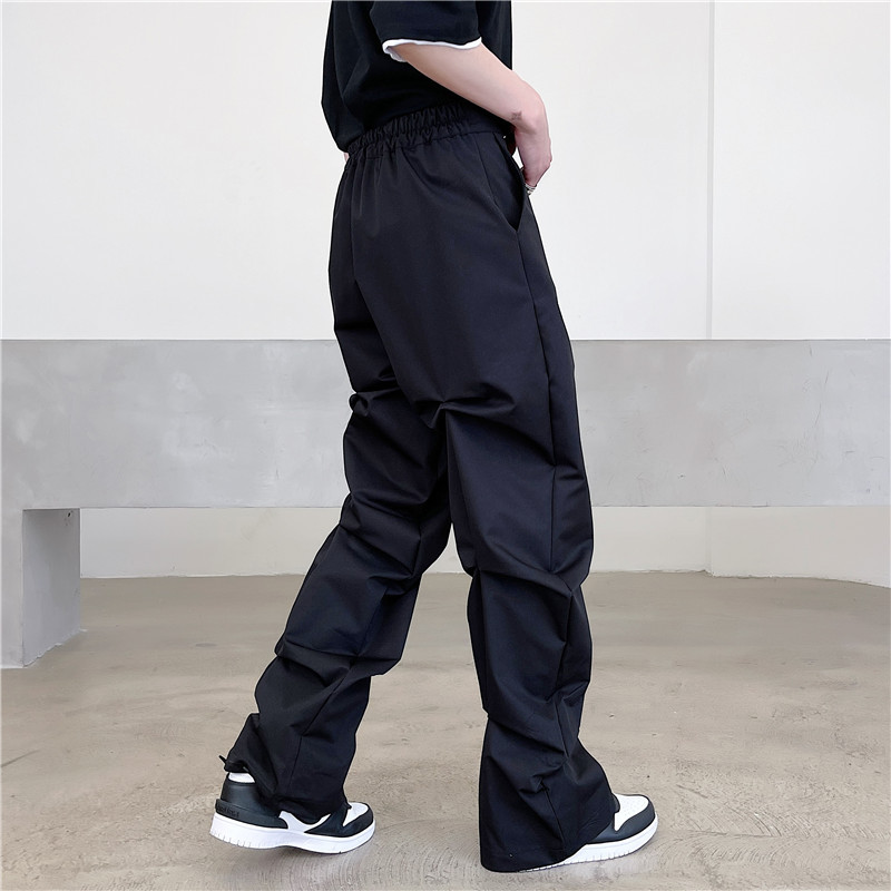 Dark Designer Pleated Casual Pants Men's Loose Crinkled