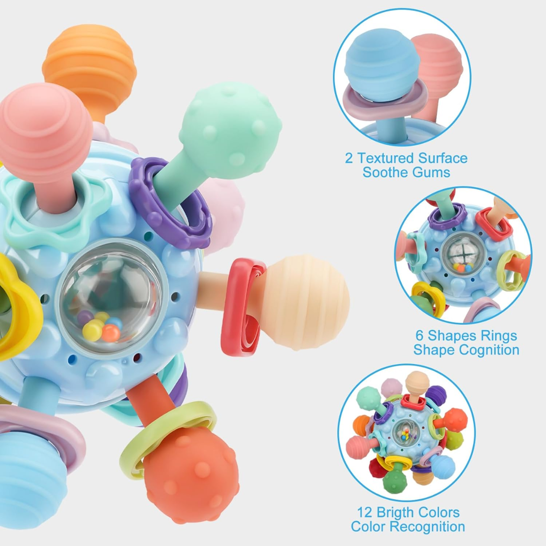 Baby Montessori Sensory Toys For Baby Teether Teething Toys For Babies 0 3 6 9 12 18 Months Newborn Infant Learning Developmental Toys 3