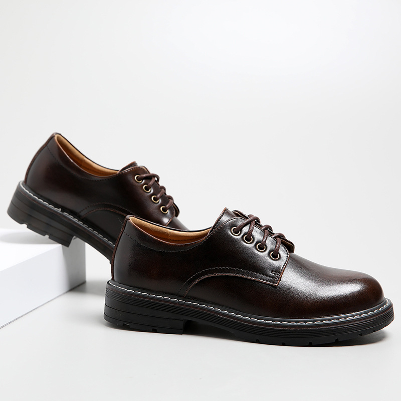 Fashion Little Leather Female Black Round Toe Retro Student Flat Shoes