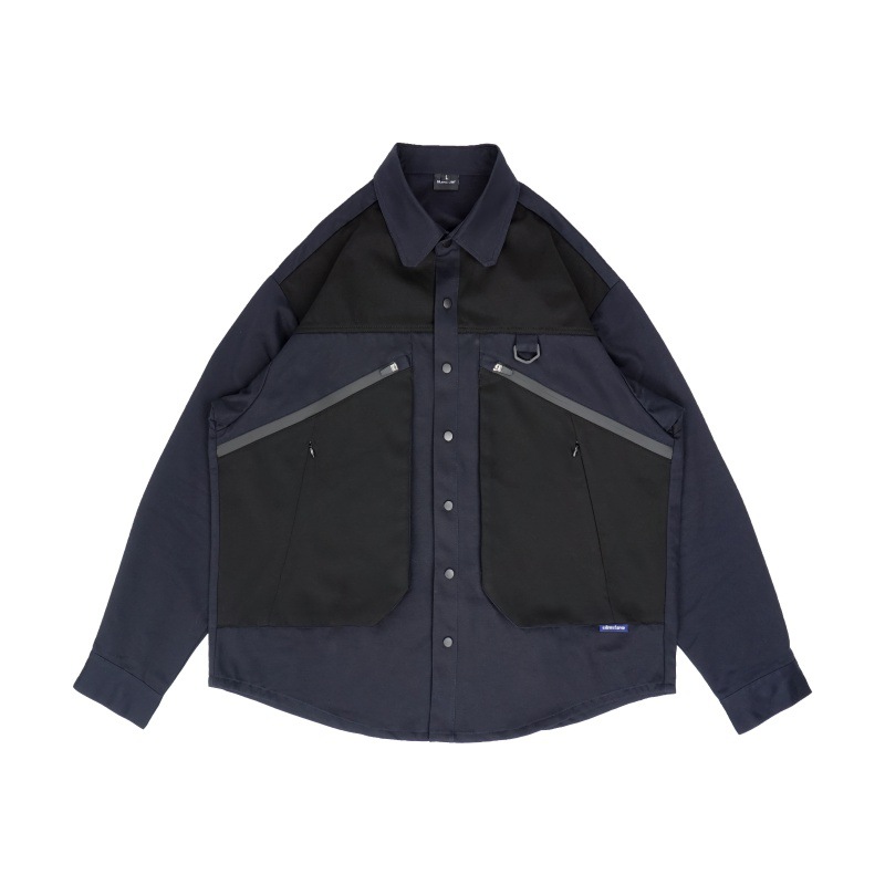 Functional Deconstructed Workwear Lapel Jacket Long Sleeves