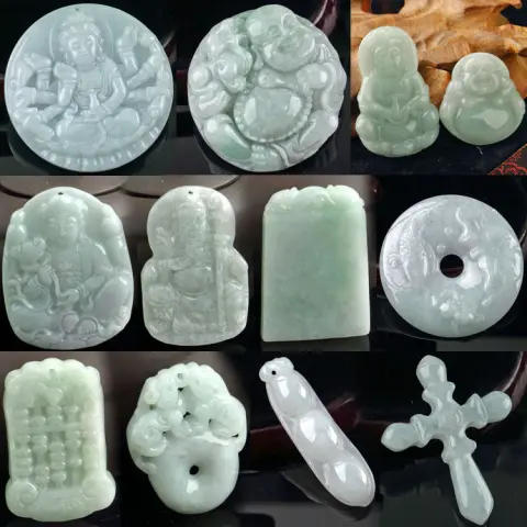 Jade Avalokitesvara Buddha Pendant Nothing Card Dragon Landscape