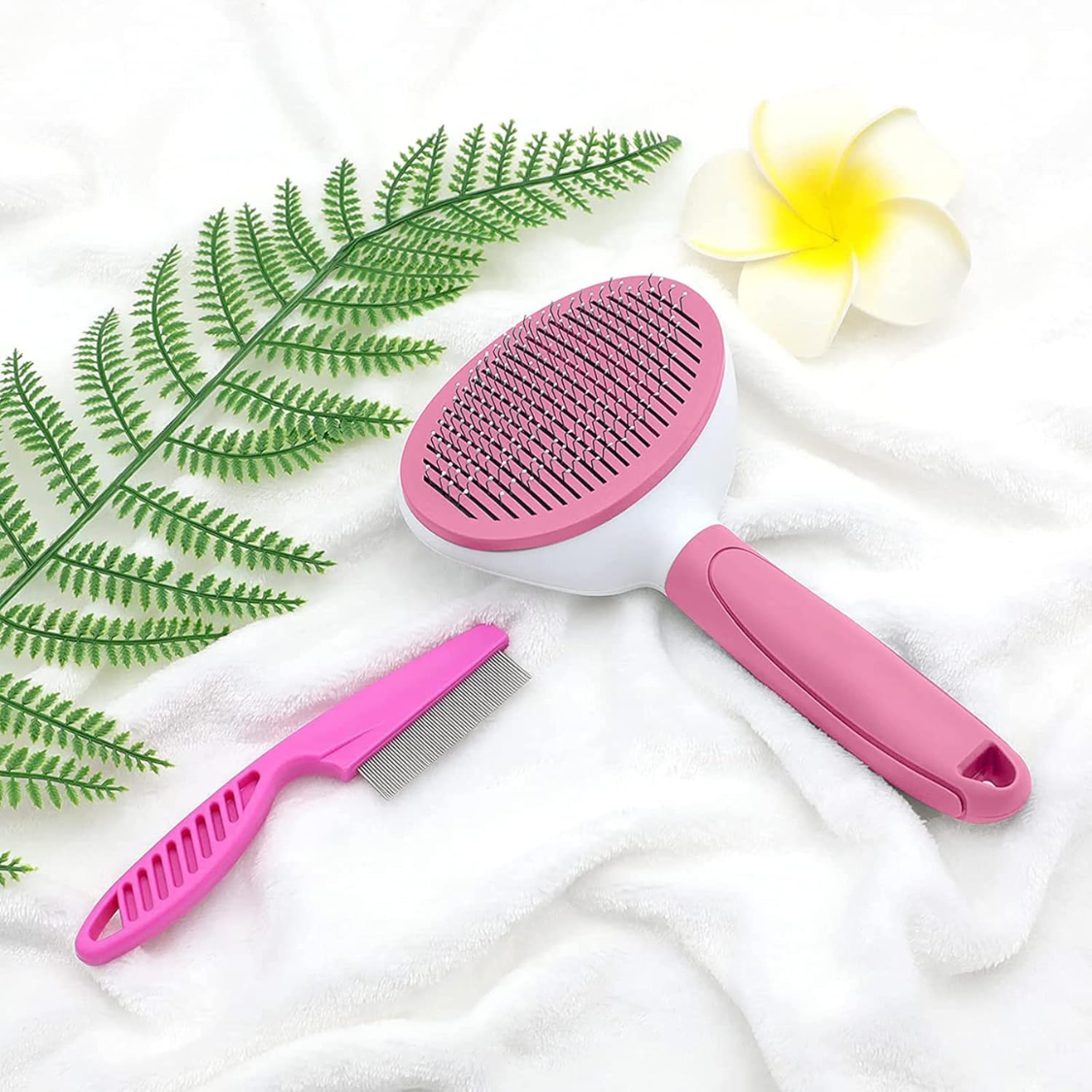 Brosse pour chat autonettoyante avec peigne métallique