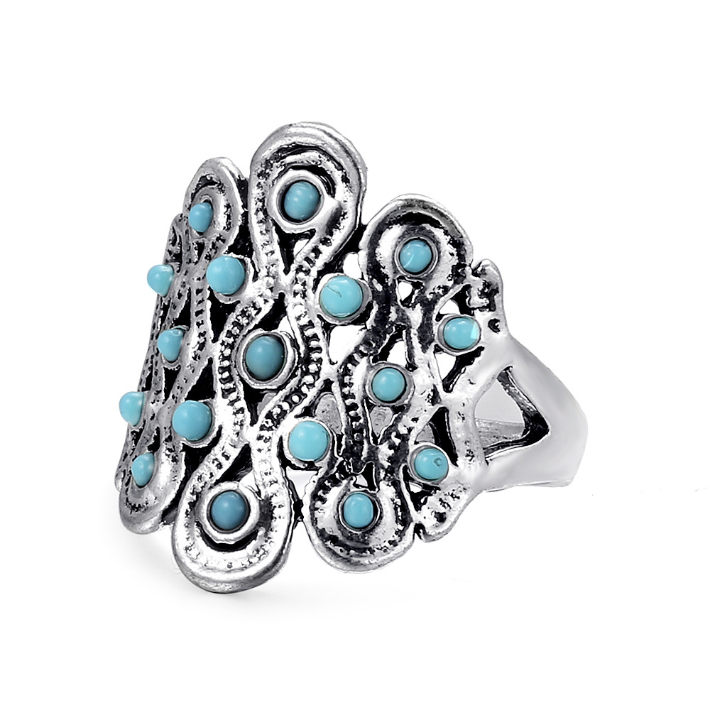 Silver Inlaid Resin Vintage Ring